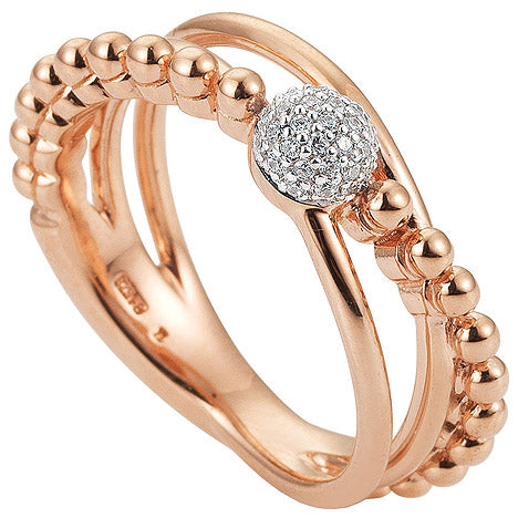 Damen Ring 585 Gold Rotgold Roségold 31 Diamanten Brillanten Roségoldring - 50