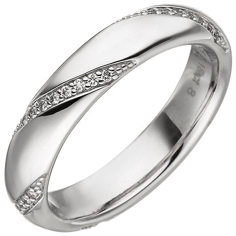 Damen Ring 585 Gold Weißgold 40 Diamanten Brillanten 0 18ct. Weißgoldring - 58