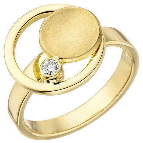 Damen Ring 585 Gold Gelbgold 1 Diamant Brillant 0 06ct. Goldring - 52