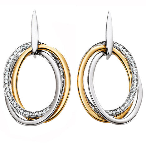 Ohrstecker 750 Gold Weißgold Gelbgold bicolor 90 Diamanten Brillanten Ohrringe