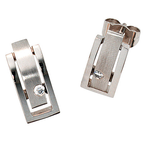 Ohrstecker eckig 950 Platin matt 2 Diamanten Brillanten 0 10ct. Ohrringe