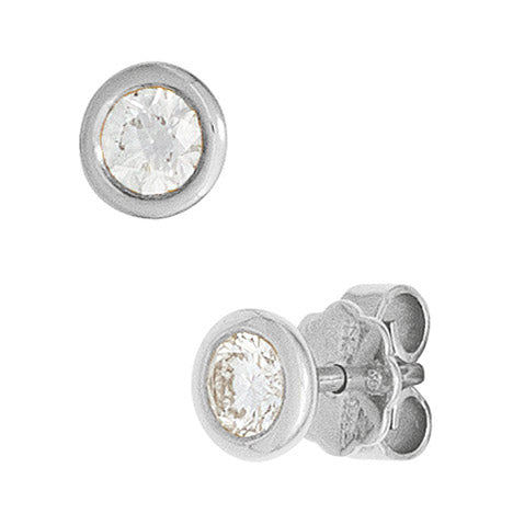 Ohrstecker rund 585 Gold Weißgold 2 Diamanten Brillanten 0 25ct. Ohrringe