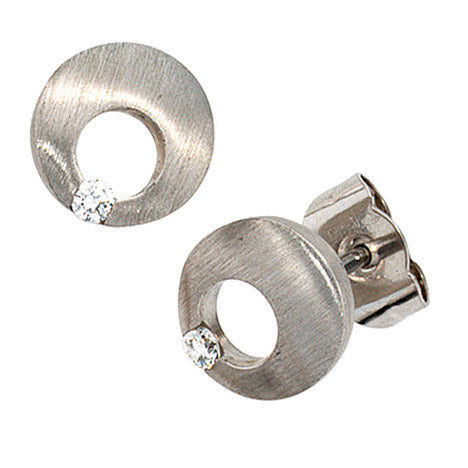 Ohrstecker rund 950 Platin mattiert 2 Diamanten Brillanten 0 07ct. Ohrringe