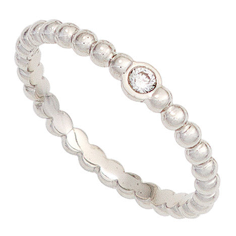 Damen Ring Kugel 950 Platin 1 Diamant Brillant 0 05ct. Kugelring Platinring - 56