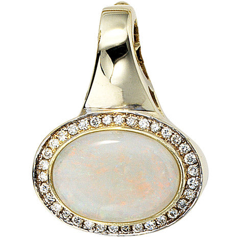 Einhänger Anhänger 585 Gold Gelbgold 34 Diamanten Brillanten 1 Opal Goldanhänger
