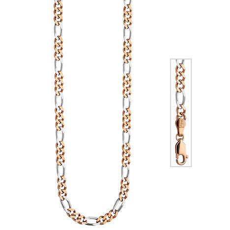 Figarokette 333 Rotgold Weißgold bicolor 4 mm 45 cm Gold Kette Goldkette