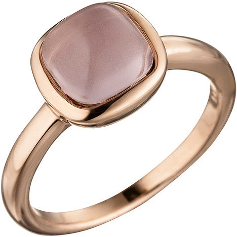 Damen Ring 925 Sterling Silber rotgold vergoldet mit rosa Glasstein - 58