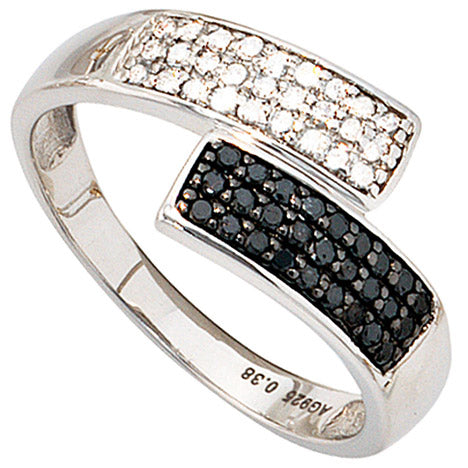 Damen Ring 925 Sterling Silber rhodiniert 54 Diamanten Brillanten Silberring - 60