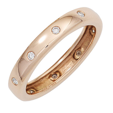 Damen Ring 585 Gold Rotgold 10 Diamanten Brillanten Diamantring Rotgoldring - 56