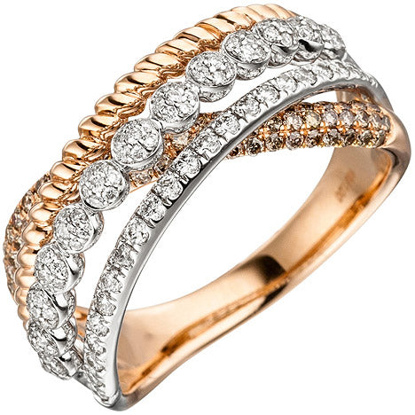 Damen Ring 585 Gold Rotgold 181 Diamanten Brillanten Rotgoldring Diamantring - 54