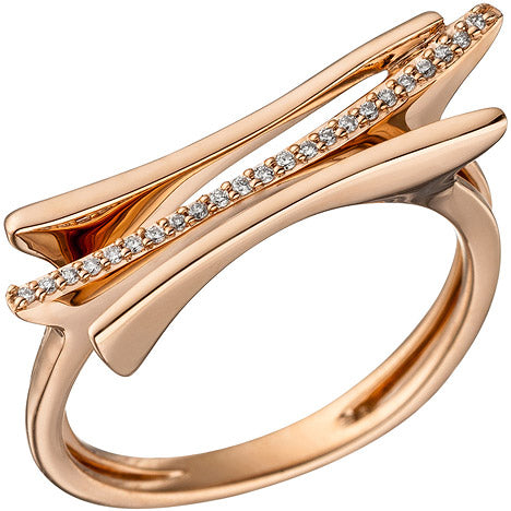 Damen Ring 585 Gold Rotgold 23 Diamanten Brillanten 0 07ct. Rotgoldring - 60