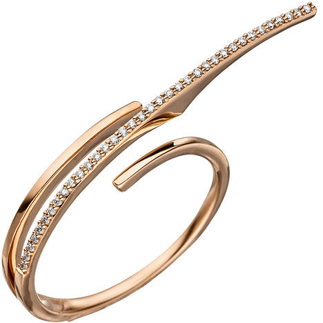 Damen Ring 585 Gold Rotgold 36 Diamanten Brillanten Zweifingerring 2 Finger - 52