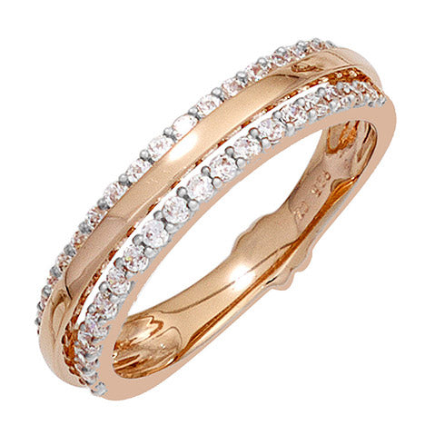Damen Ring 585 Gold Rotgold 38 Diamanten Brillanten Rotgoldring - 58