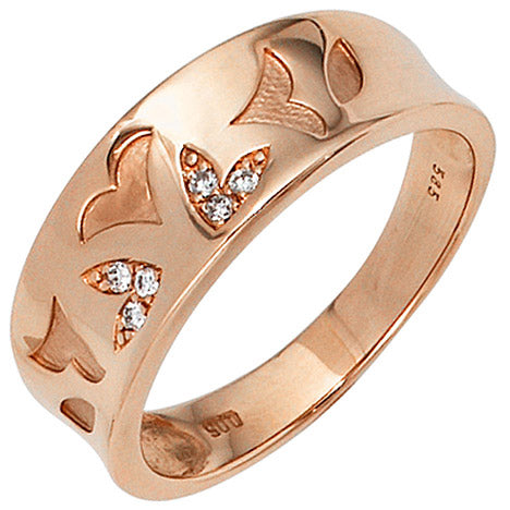 Damen Ring 585 Gold Rotgold 6 Diamanten Brillanten 0 05ct. Rotgoldring - 52