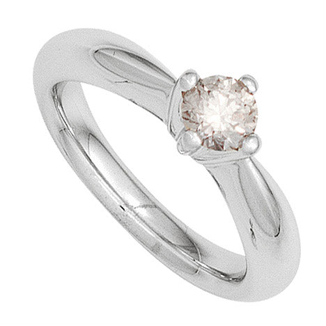 Damen Ring 585 Gold Weißgold 1 Diamant Brillant 0 25ct. Diamantring Goldring - 52
