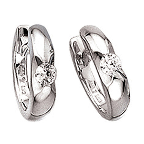 Creolen rund 585 Gold Weißgold 2 Diamanten Brillanten 0 25ct. Ohrringe