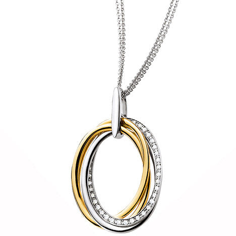 Collier Kette mit Anhänger 750 Gold bicolor 40 Diamanten Brillanten 42 cm