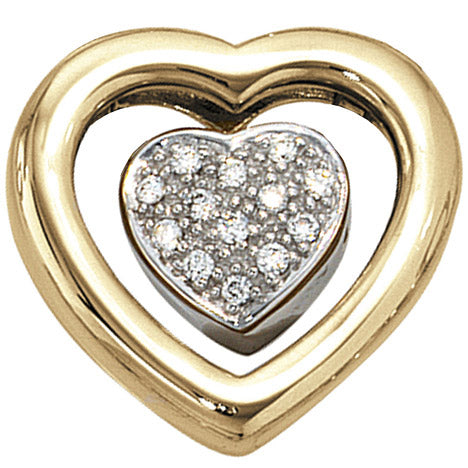 Anhänger Herz 585 Gold Gelbgold Weißgold bicolor 13 Diamanten Brillanten