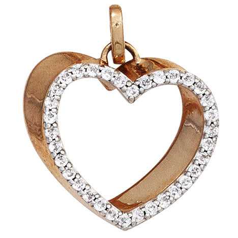 Anhänger Herz 585 Gold Rotgold 34 Diamanten Brillanten Herzanhänger