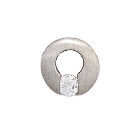 Anhänger rund 585 Gold Weißgold matt 1 Diamant Brillant 0 06ct. Weißgoldanhänger