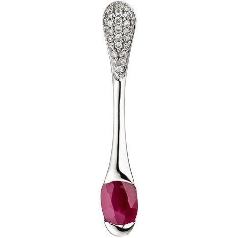 Anhänger 585 Gold Weißgold 1 Rubin rot 29 Diamanten Brillanten Rubinanhänger