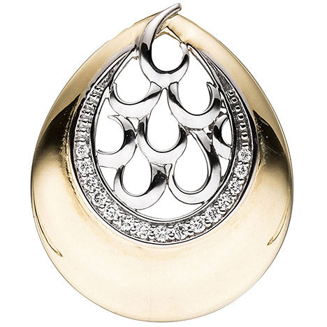 Anhänger 585 Gold Gelbgold bicolor 15 Diamanten Brillanten Diamantanhänger