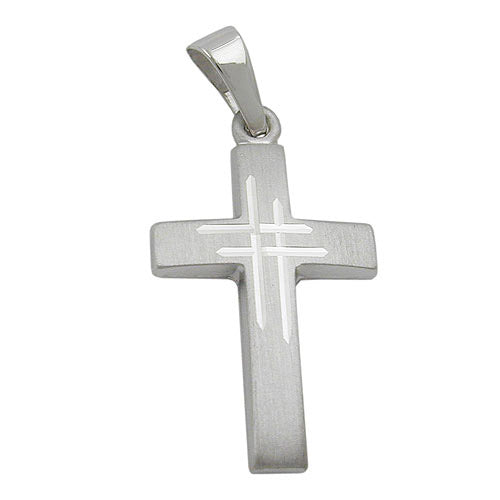 Anhänger Kreuz 9Kt Weißgold