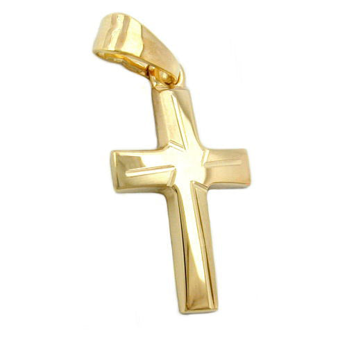 Anhänger Kreuz matt-diamantiert Gold 375