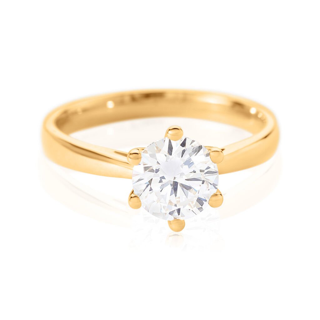 🦚 Sonate Damen Ring Gold 585 (14 Karat) Synthetischer Diamant Weiß 1,02 ct, Ring mit Stein
