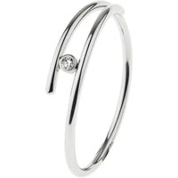 Ernstes Design Damen Ring mit umfassten Diamant Größe 54 Silber R723-54