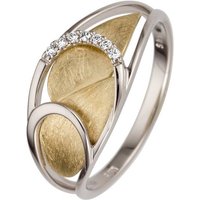 JOBO Fingerring, 585 Gold bicolor mit 7 Diamanten gelb|goldfarben