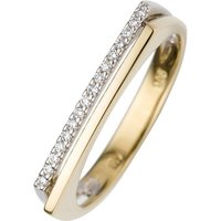 JOBO Fingerring, 585 Gold bicolor mit 16 Diamanten gelb|goldfarben