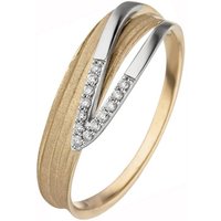 JOBO Fingerring, 585 Gold bicolor mit 13 Diamanten gelb|goldfarben