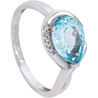 JOBO Fingerring Ring mit Blautopas und 5 Diamanten, 585 Weißgold silberfarben