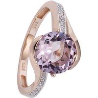 JOBO Fingerring Ring mit Amethyst und 16 Diamanten, 585 Roségold bicolor goldfarben