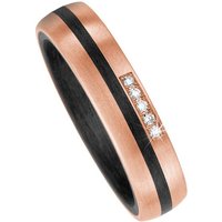JOBO Fingerring Ring mit 5 Diamanten, Carbon und 585 Roségold goldfarben