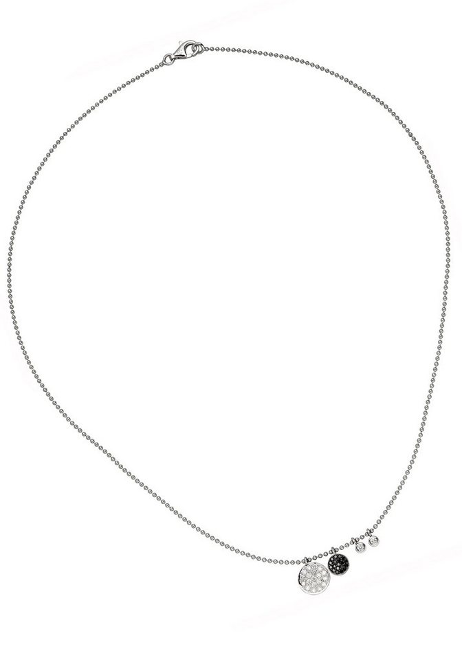 JOBO Kette mit Anhänger Kugelkette mit 40 Diamanten, 585 Weißgold 43 cm silberfarben