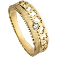 JOBO Goldring Ring mit Diamant 0,05 ct., 585 Gold gelb|goldfarben