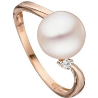 JOBO Perlenring Ring mit Perle und Diamant, 585 Roségold goldfarben