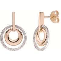 JOBO Paar Ohrhänger Kreise, 585 Gold bicolor mit 62 Diamanten goldfarben