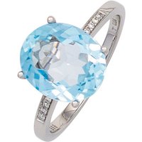 JOBO Diamantring, 585 Weißgold mit Blautopas und 8 Diamanten silberfarben