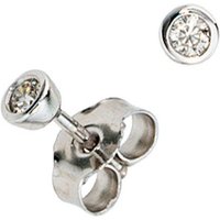 JOBO Paar Ohrstecker, rund 585 Weißgold mit 2 Diamanten silberfarben