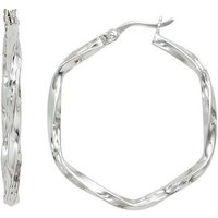 JOBO Paar Creolen, eckig 925 Silber diamantiert silberfarben