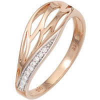 JOBO Diamantring, 585 Roségold mit 8 Diamanten goldfarben
