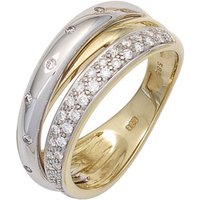 JOBO Diamantring, 585 Gold bicolor mit 41 Diamanten gelb|goldfarben