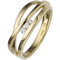 JOBO Diamantring, breit 585 Gold mit 3 Diamanten gelb|goldfarben