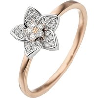 JOBO Diamantring Blume, 585 Gold bicolor mit 30 Diamanten goldfarben