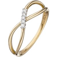 JOBO Diamantring, 585 Gold mit 5 Diamanten gelb|goldfarben