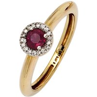 JOBO Diamantring, 585 Gold bicolor mit Rubin und 18 Diamanten gelb|goldfarben
