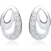Unique Paar Ohrstecker Ohrringe aus 585er Weißgold mit 2 Diamanten 0,0104 ct. silberfarben